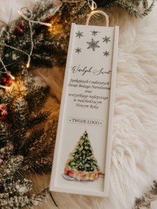 Świąteczne, drewniane pudełko na wino 3