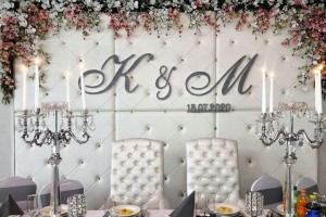 Inicjały brokatowe Pary Młodej