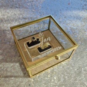 Szkatułka na obrączki - Szklana Glamour Złota